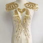 Gold Flower Lace Fabric Trim Ribbon Neckline Collar Embroidered Applique Sewing Craft Wedding Dress Clothes New