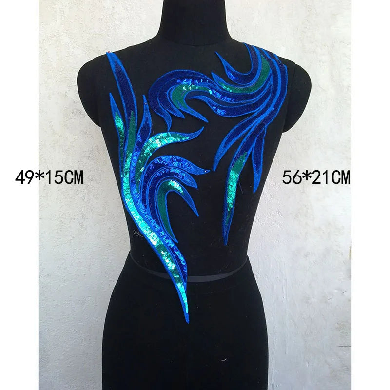 Prom dress lace, Blue Frence Fabric Lace Trimmings Sequins Patches Designs Appliques For Prom Ball Gown Wedding Dress Costumes Diy Party