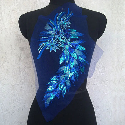 Prom dress lace, Blue Frence Fabric Lace Trimmings Sequins Patches Designs Appliques For Prom Ball Gown Wedding Dress Costumes Diy Party