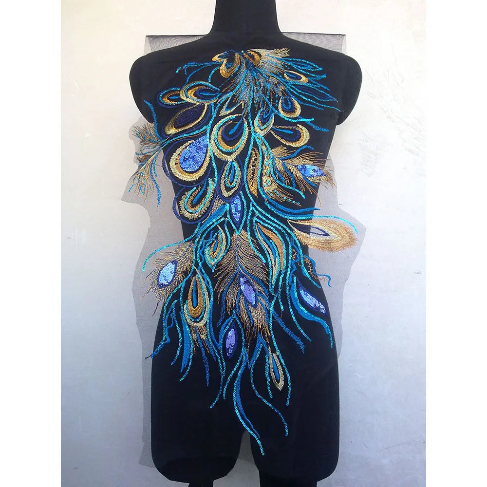 Prom dress lace, Blue Frence Fabric Lace Trimmings Sequins Patches Designs Appliques For Prom Ball Gown Wedding Dress Costumes Diy Party