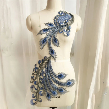 Prom dress lace, Blue Frence Fabric Lace Trimmings Sequins Patches Designs Appliques For Prom Ball Gown Wedding Dress Costumes Diy Party