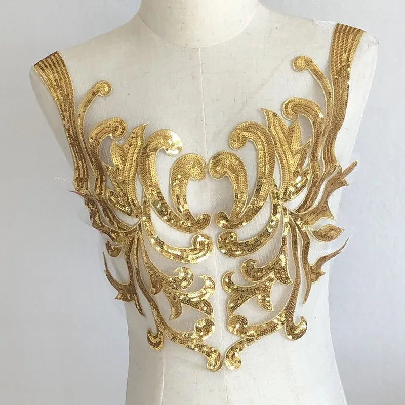 Gold Flower Lace Fabric Trim Ribbon Neckline Collar Embroidered Applique Sewing Craft Wedding Dress Clothes New