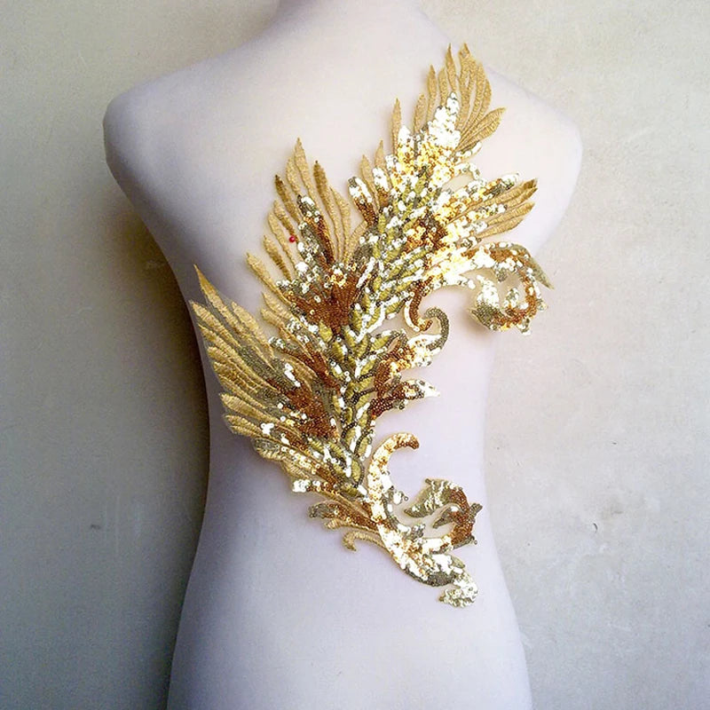 Gold Flower Lace Fabric Trim Ribbon Neckline Collar Embroidered Applique Sewing Craft Wedding Dress Clothes New
