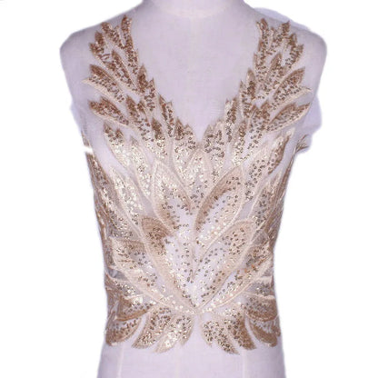 Gold Flower Lace Fabric Trim Ribbon Neckline Collar Embroidered Applique Sewing Craft Wedding Dress Clothes New