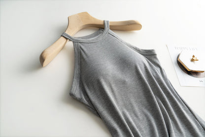 Halter Neck Off-shoulder Camisole Tops Basic Solid Women T shirts Tees Summer Female Tanks Sleeveless With Chest Pad
