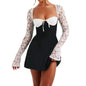 Elsa Fashion New Arrival Ins Sexy Silm Sexy Hip Skirt Lace Long Sleeves Special-Interest Design Dress Women