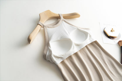 Halter Neck Off-shoulder Camisole Tops Basic Solid Women T shirts Tees Summer Female Tanks Sleeveless With Chest Pad