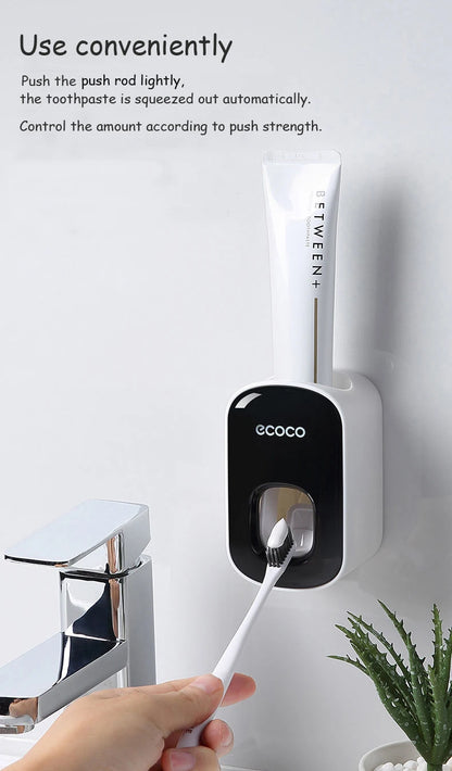 Ecoco Automatic Toothpaste Dispenser No Nail Bathroom Toothpaste Squeezer Punch Free Wall Mounted Bathroom Accessories Fine Gift