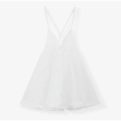 Elegant Chiffon Pleated Off Shoulder Women Sling Dress Fashion Lace Up Backless High Waist A-line Mini Dresses Lady Beach Robes