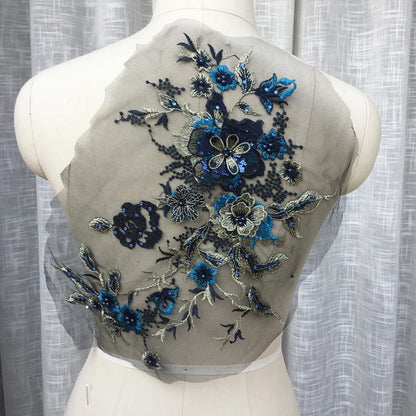 Lace, 3D Embroidered Sewing On Patches For Clothing Flower Lace Patch Wedding Party Gown Bridal Dress Fabric Appliques DIY Repair