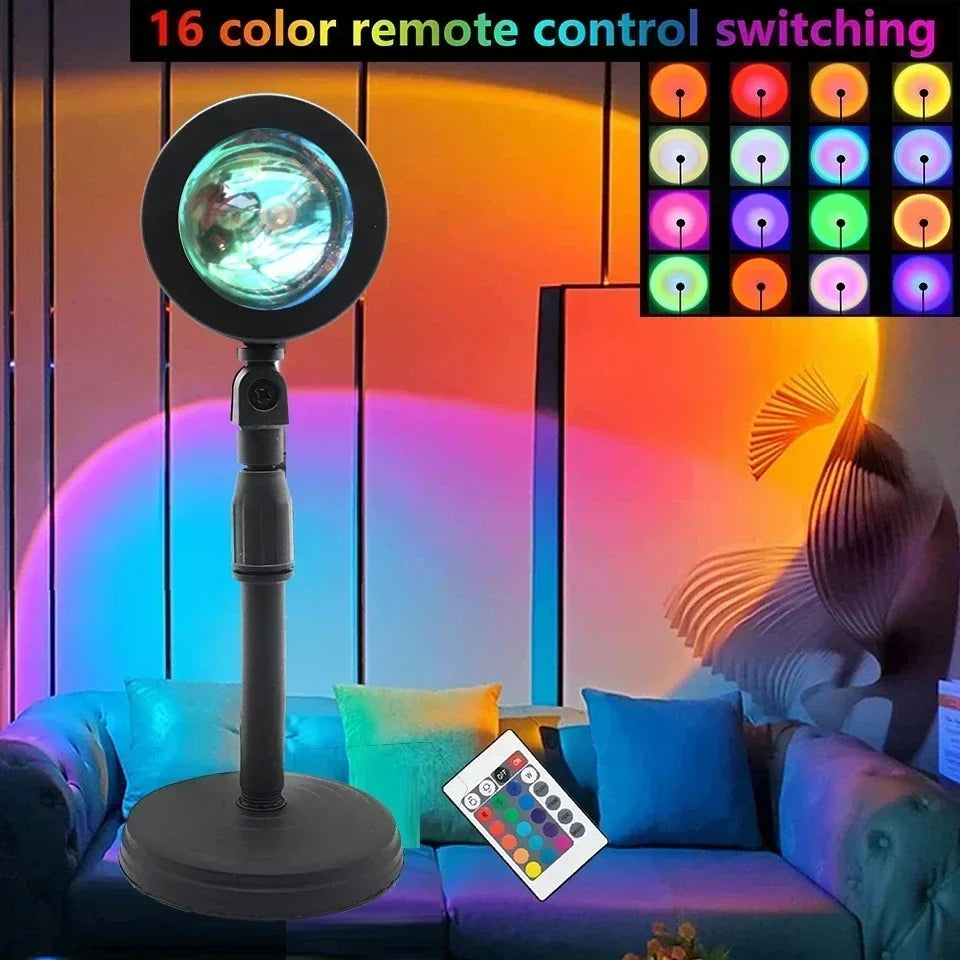 16 RGB Rainbow Atmosphere Sunset Projector Lamp Night Light Sunset