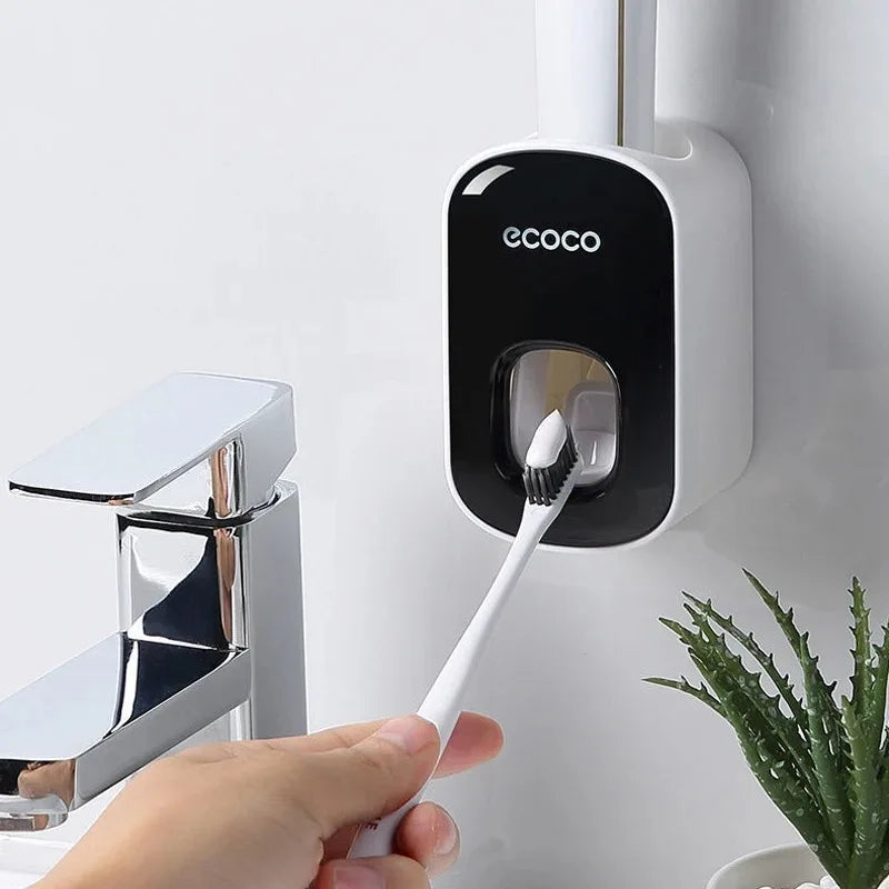 Ecoco Automatic Toothpaste Dispenser No Nail Bathroom Toothpaste Squeezer Punch Free Wall Mounted Bathroom Accessories Fine Gift