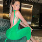 Backless Sleeveless, Swing Collar Drawstrings Hollow Out Slit Sexy Maxi Prom Dress 2023 Summer Women Party Y2K Robe