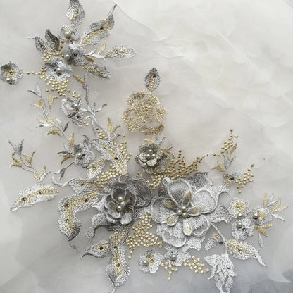Lace, 3D Embroidered Sewing On Patches For Clothing Flower Lace Patch Wedding Party Gown Bridal Dress Fabric Appliques DIY Repair