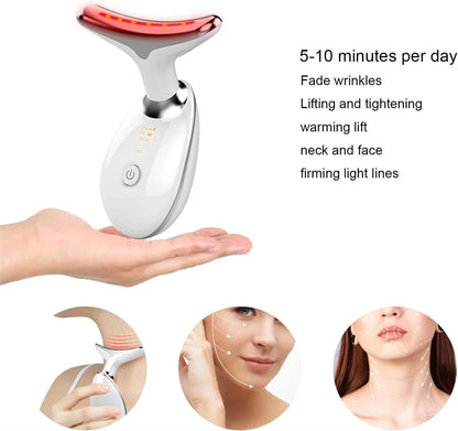 Neck Face Lifter EMS Neck Face Lifting Massager Skin Tighten Device LED Photon Therapy Anti Wrinkle Double Chin Remover 7 Modes