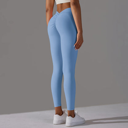 Women Fitness Leggings Workout Gym Running Scrunch Leggings Sexy Back V High Waist Trousers Jogging