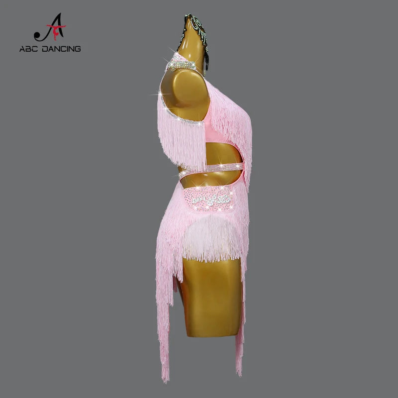 Dance Dress, 2025 Latin Sexy Professional Women Ballroom Party Prom Short Skirt Girls Samba Line Sport Stage Wear Fringed Clothes