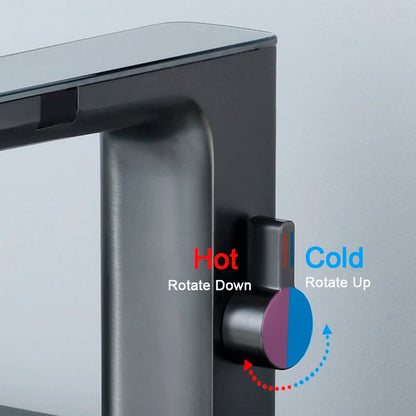 New Gray Smart Daul Sensor Bathroom Basin Faucet Hot Cold Water Mixer Deck Mount  Bathroom Sink Faucet