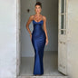 Satin Dress, Backless Lace Up Mermaid Slip Dress Women Sweetheart Neck Sexy Slim Bodycon Dresses Elegant Silk Gown Partywear
