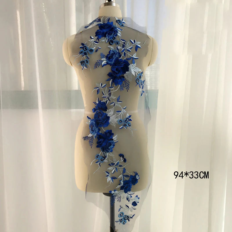 Prom dress lace, Blue Frence Fabric Lace Trimmings Sequins Patches Designs Appliques For Prom Ball Gown Wedding Dress Costumes Diy Party