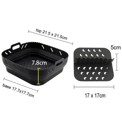 Air Fryer Silicone Tray Fried Chicken Baking Tool Oven Baking Tray with Divider Plate Reusable Liner  Airfryer Silicone Basket