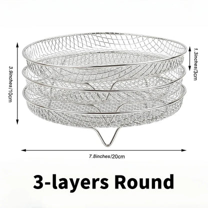 Air Fryer 3-layers Rack Stackable Grilling 304 Stainless Steel Airfryer Oven Grill Steamer Cooker Kitchen Gadgets Cooking Tools