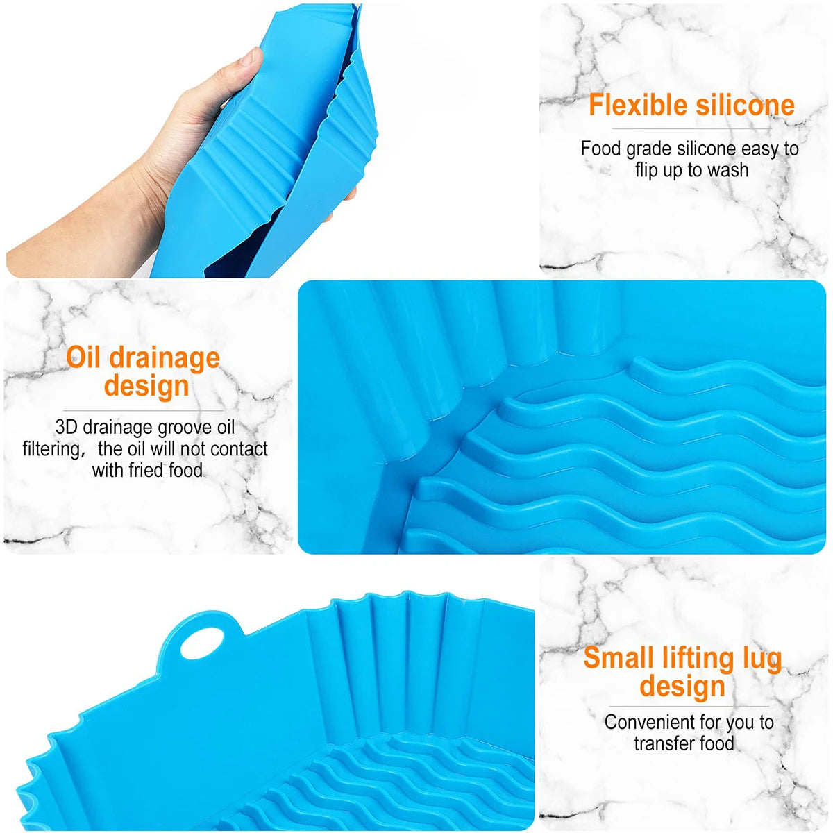 Air Fryer Inserts, Square Silicone, Air Fryer Pot, Air Fryer Liners, Reusable, Air Fryer Accessories, Oven Microwave Accessories