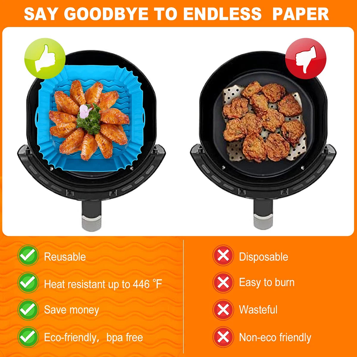Air Fryer Inserts, Square Silicone, Air Fryer Pot, Air Fryer Liners, Reusable, Air Fryer Accessories, Oven Microwave Accessories