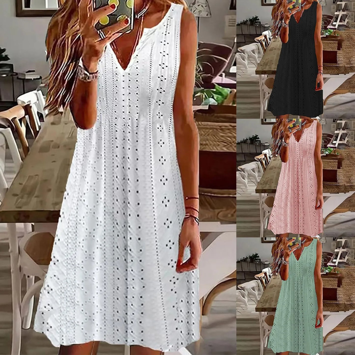 Large Hem V-Neck Suspender Dress Women Fashion Off Shoulder Sleeveless White Dresses 2024 Casual Female Party Vestidos