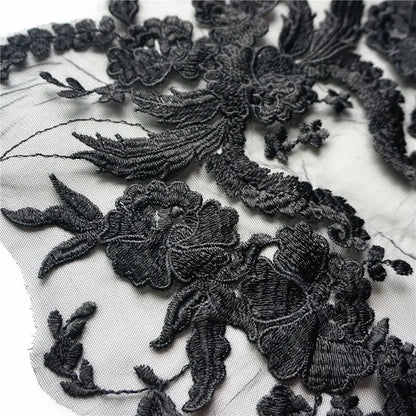 Embroidered Lace Applique Sewing Flower Fabric Collar Patch For Wedding Party Gown Bridal Dress Clothes DIY Crafts
