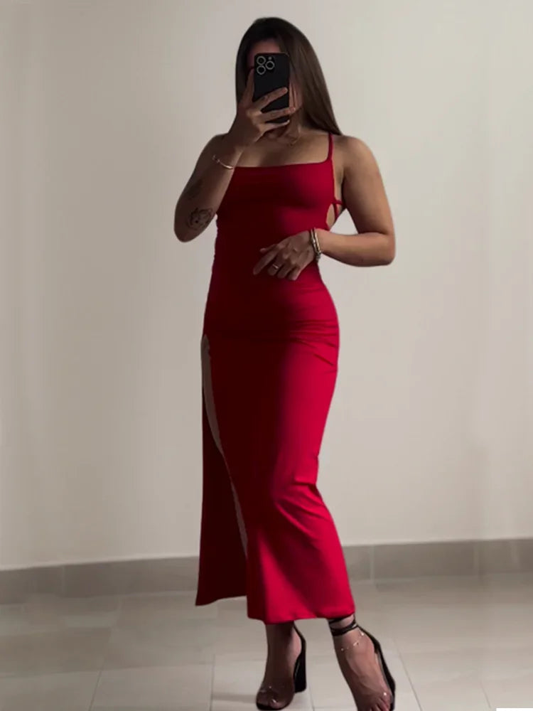 2025 Explosive New Dress Summer High Sensibility Halter Strap Spice Girl Bag Hip Dress Sexy Women's Red Dress Club Black Dress