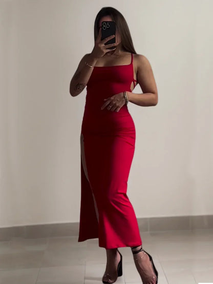 2025 Explosive New Dress Summer High Sensibility Halter Strap Spice Girl Bag Hip Dress Sexy Women's Red Dress Club Black Dress