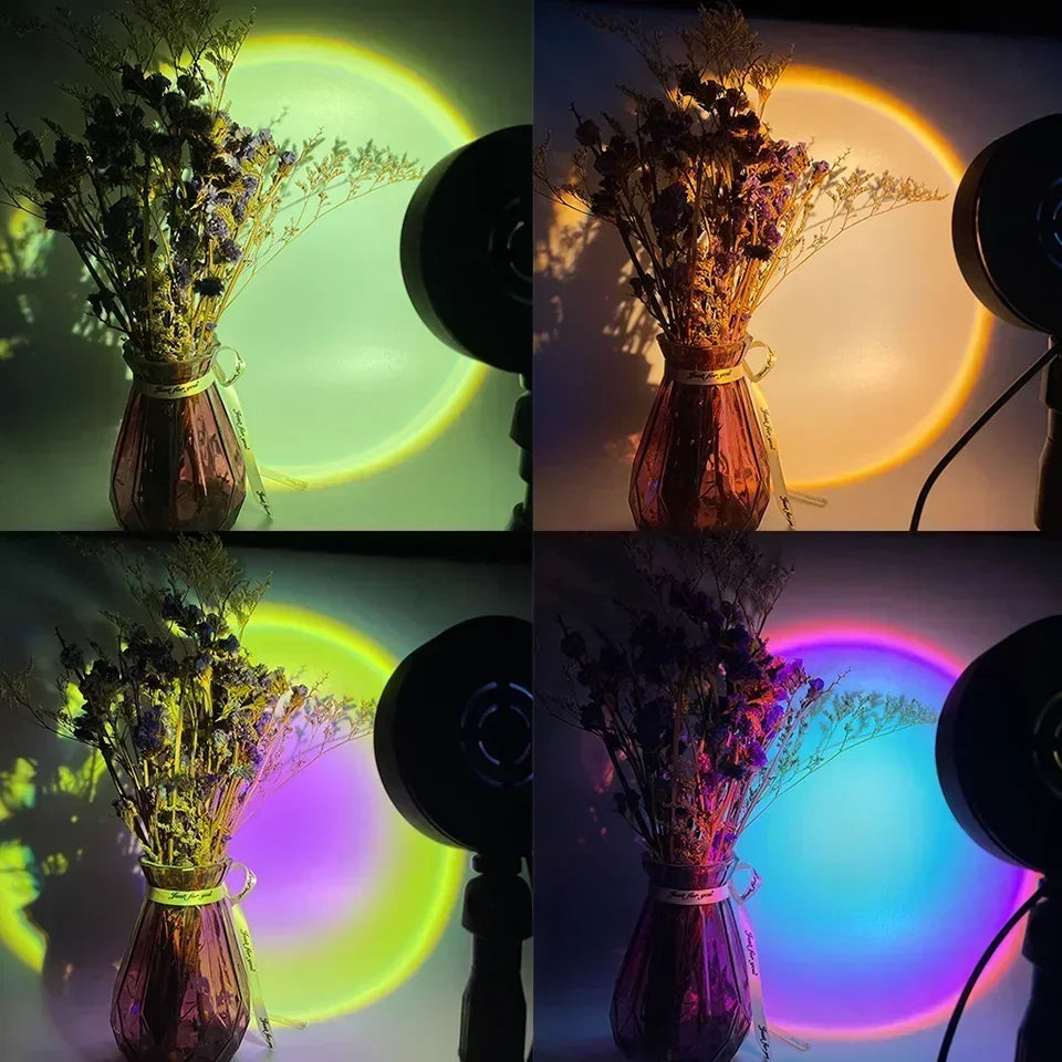 16 RGB Rainbow Atmosphere Sunset Projector Lamp Night Light Sunset