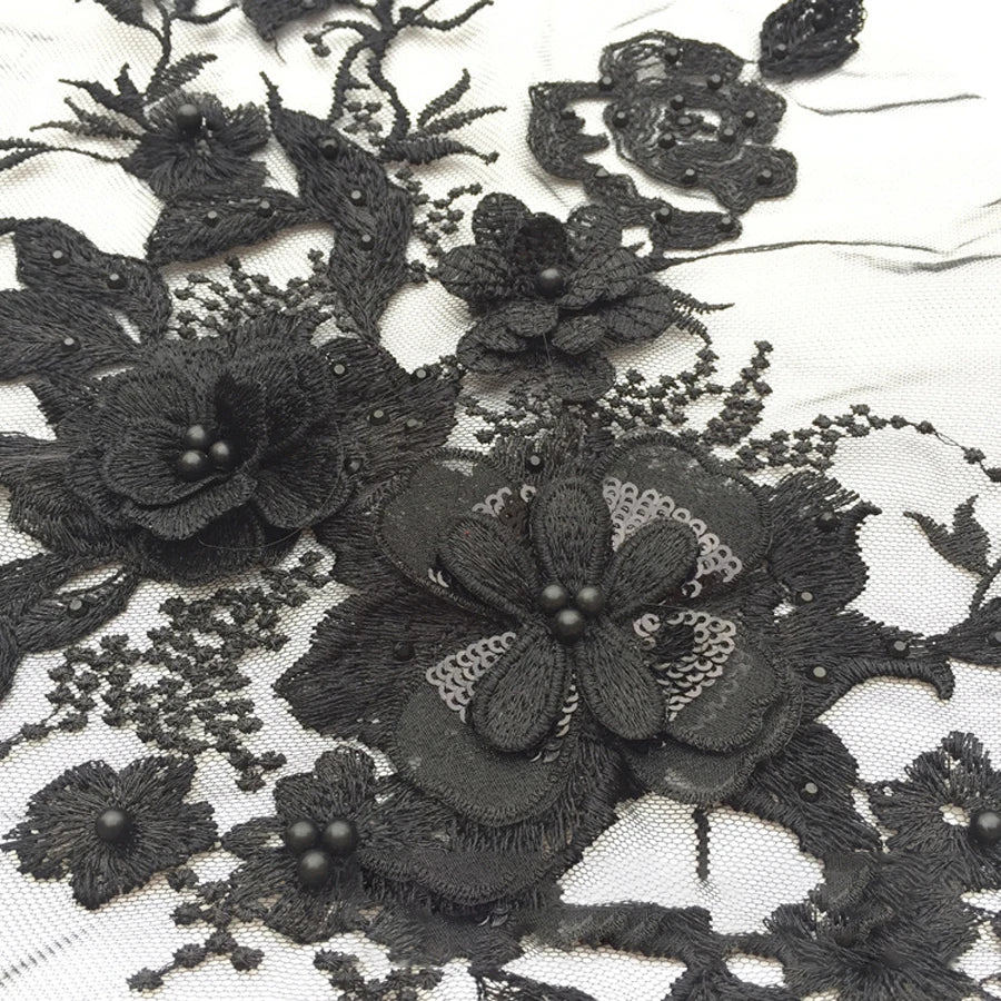 Lace, 3D Embroidered Sewing On Patches For Clothing Flower Lace Patch Wedding Party Gown Bridal Dress Fabric Appliques DIY Repair