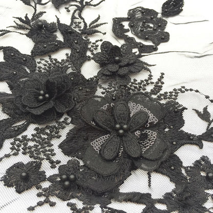 Lace, 3D Embroidered Sewing On Patches For Clothing Flower Lace Patch Wedding Party Gown Bridal Dress Fabric Appliques DIY Repair