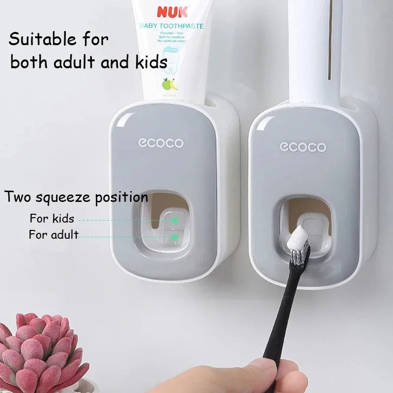 Ecoco Automatic Toothpaste Dispenser No Nail Bathroom Toothpaste Squeezer Punch Free Wall Mounted Bathroom Accessories Fine Gift