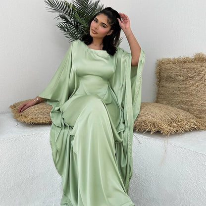 Comfortable Classic Abaya 2024 Islamic Clothing Satin Fabric Batwing Kaftan Women's Dresses Modest Abaya Women Muslim Dress