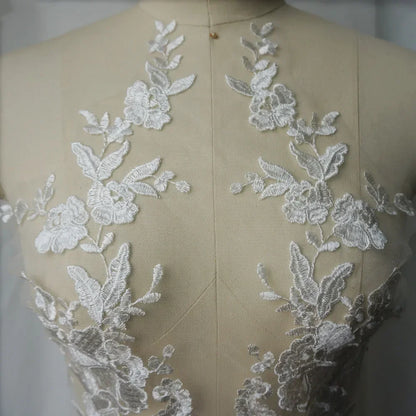Embroidered Lace Applique Sewing Flower Fabric Collar Patch For Wedding Party Gown Bridal Dress Clothes DIY Crafts