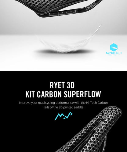 RYET 3D Printed Bike Carbon Saddle 140mm SuperLight 165g Road MTB Racing Saddles Bicycle Seat Cushion Cycling Seating Parts