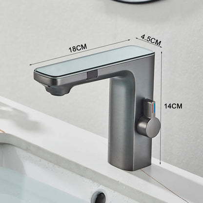 New Gray Smart Daul Sensor Bathroom Basin Faucet Hot Cold Water Mixer Deck Mount  Bathroom Sink Faucet