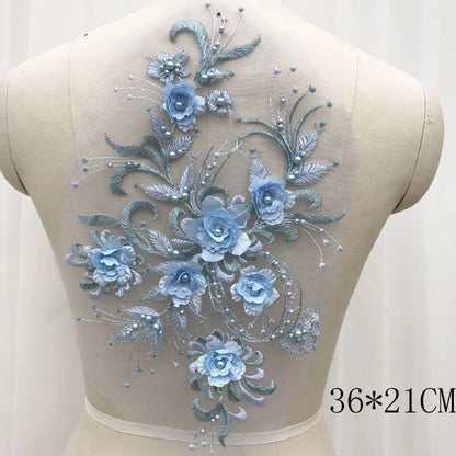 Prom dress lace, Blue Frence Fabric Lace Trimmings Sequins Patches Designs Appliques For Prom Ball Gown Wedding Dress Costumes Diy Party