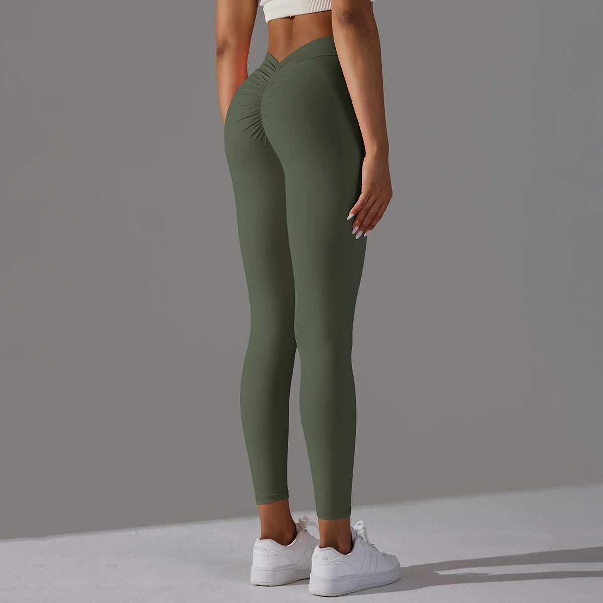 Women Fitness Leggings Workout Gym Running Scrunch Leggings Sexy Back V High Waist Trousers Jogging