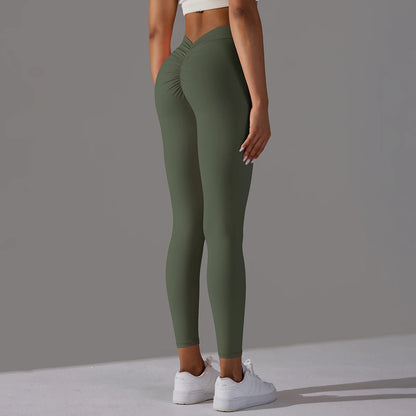 Women Fitness Leggings Workout Gym Running Scrunch Leggings Sexy Back V High Waist Trousers Jogging