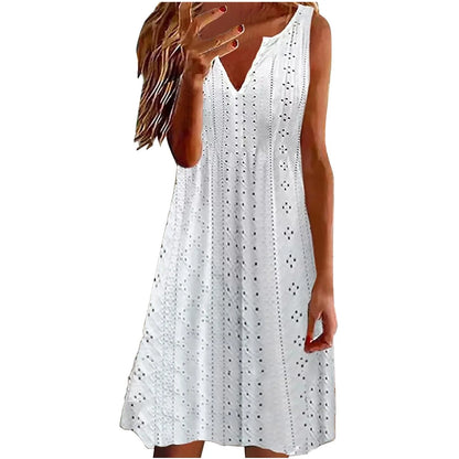 Large Hem V-Neck Suspender Dress Women Fashion Off Shoulder Sleeveless White Dresses 2024 Casual Female Party Vestidos