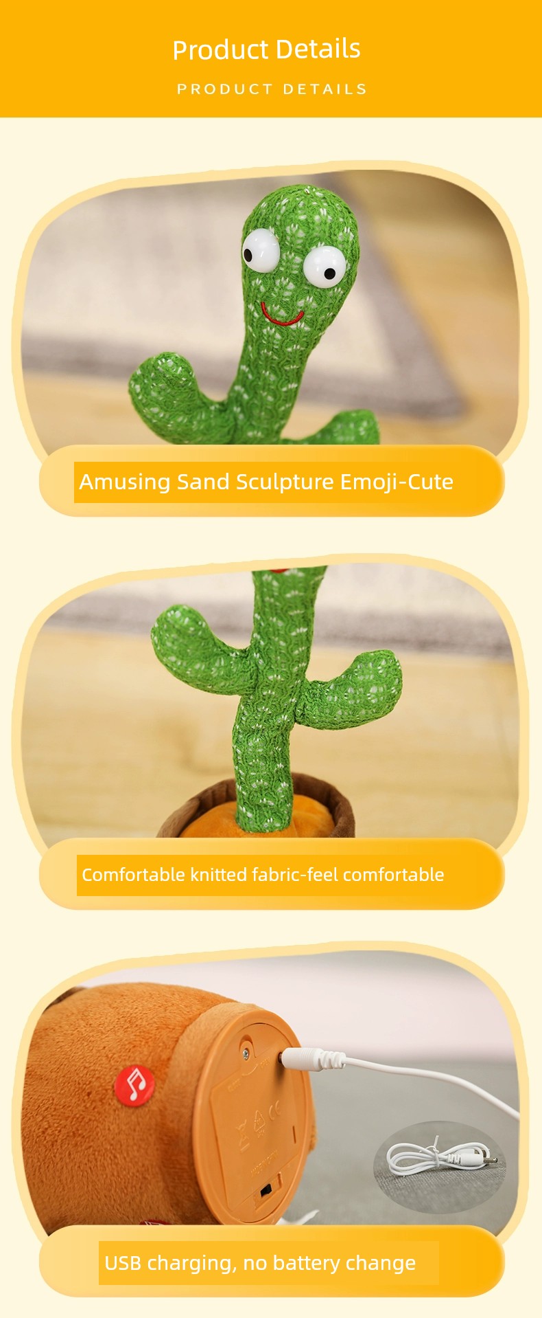 Talking Dancing Swing Cactus Toy Sand Carving