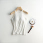 Halter Neck Off-shoulder Camisole Tops Basic Solid Women T shirts Tees Summer Female Tanks Sleeveless With Chest Pad