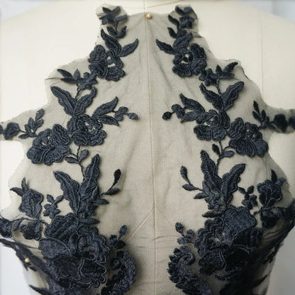 Embroidered Lace Applique Sewing Flower Fabric Collar Patch For Wedding Party Gown Bridal Dress Clothes DIY Crafts