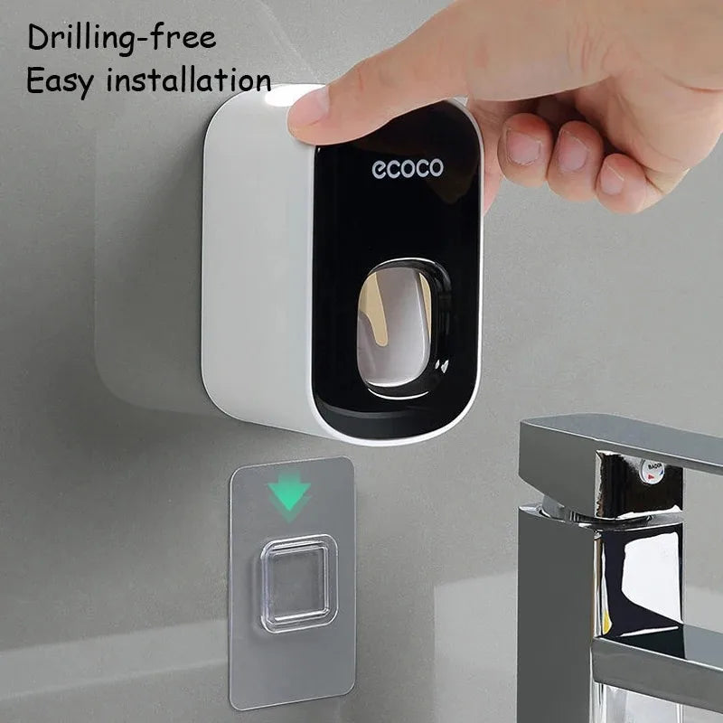 Ecoco Automatic Toothpaste Dispenser No Nail Bathroom Toothpaste Squeezer Punch Free Wall Mounted Bathroom Accessories Fine Gift