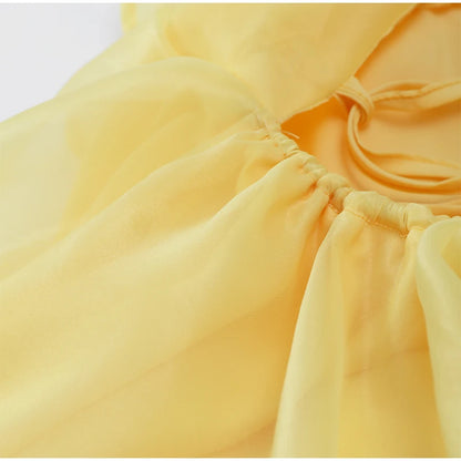 Elegant Chiffon Pleated Off Shoulder Women Sling Dress Fashion Lace Up Backless High Waist A-line Mini Dresses Lady Beach Robes