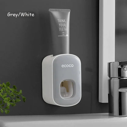 Ecoco Automatic Toothpaste Dispenser No Nail Bathroom Toothpaste Squeezer Punch Free Wall Mounted Bathroom Accessories Fine Gift